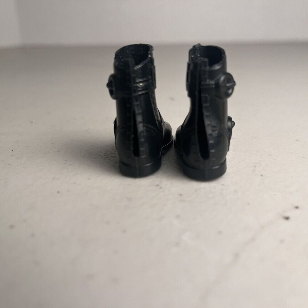 Barbie Doll Ken Shoes Boots Lot Gold and Black 2 Pairs Motorcycle Boots - Picture 6 of 10
